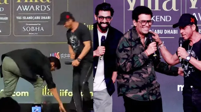 rana-daggubati-touches-shah-rukh-khans-feet-at-iifa-2024-jawan-actors-reaction-is-too-cute-to-miss-video
